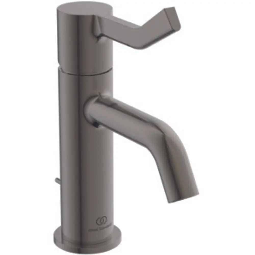 Einzelner Waschbeckenarmatur mit langem Griff und strukturierter Oberfläche in Magnetic Grey, hergestellt von Ideal Standard.